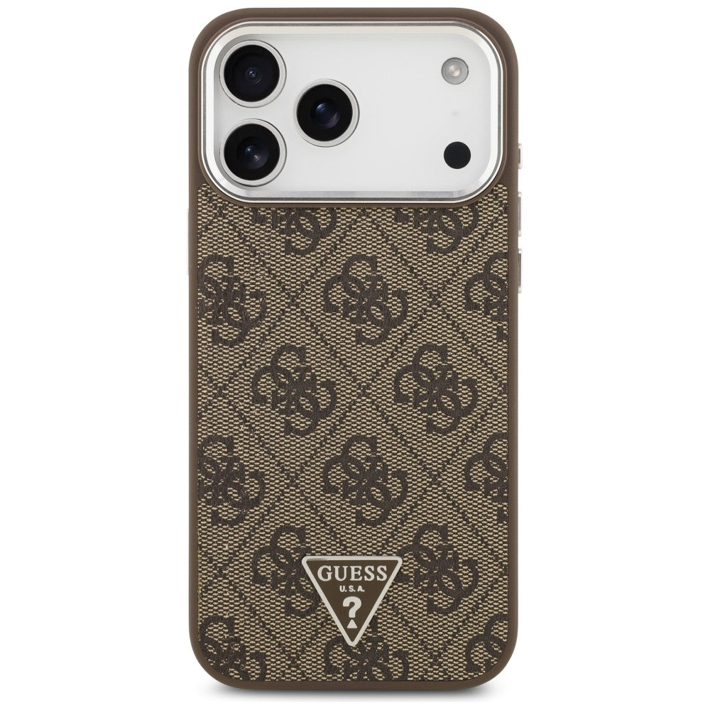 MagSafe pouzdro pro Apple iPhone 18 Pro Max / 17 Pro Max, Guess, 4G Triangle Logo, Hnědo-stříbrné