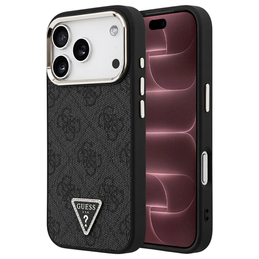 Pouzdro MagSafe pro Apple iPhone 18 Pro Max / 17 Pro Max, Guess, 4G Triangle Logo, černo-zlaté