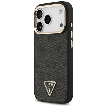 MagSafe Case for Apple iPhone 18 Pro Max / 17 Pro Max, Guess, 4G Triangle Logo, Black and Gold