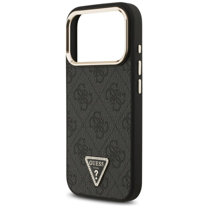 MagSafe Case for Apple iPhone 18 Pro Max / 17 Pro Max, Guess, 4G Triangle Logo, Black and Gold