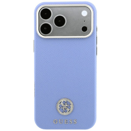 MagSafe pouzdro pro Apple iPhone 18 Pro Max / 17 Pro Max, Guess, Zrnité kulaté logo s kamínky, modré