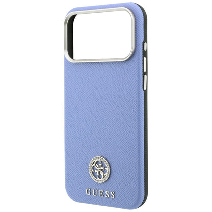 MagSafe pouzdro pro Apple iPhone 18 Pro Max / 17 Pro Max, Guess, Zrnité kulaté logo s kamínky, modré