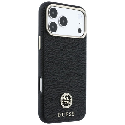 MagSafe pouzdro pro Apple iPhone 18 Pro Max / 17 Pro Max, Guess, Zrnité kulaté logo s kamínky, černé