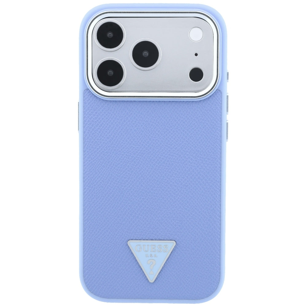 MagSafe pouzdro pro Apple iPhone 18 Pro Max / 17 Pro Max, Guess, Grained Triangle Logo, Bleu