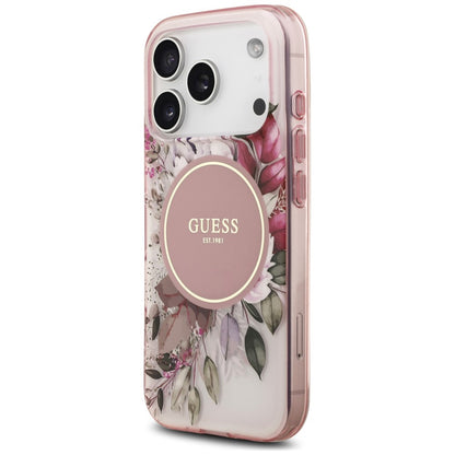 MagSafe Case for Apple iPhone 18 Pro Max / 17 Pro Max, Guess, IML Flower & Tonal Circle, Pink
