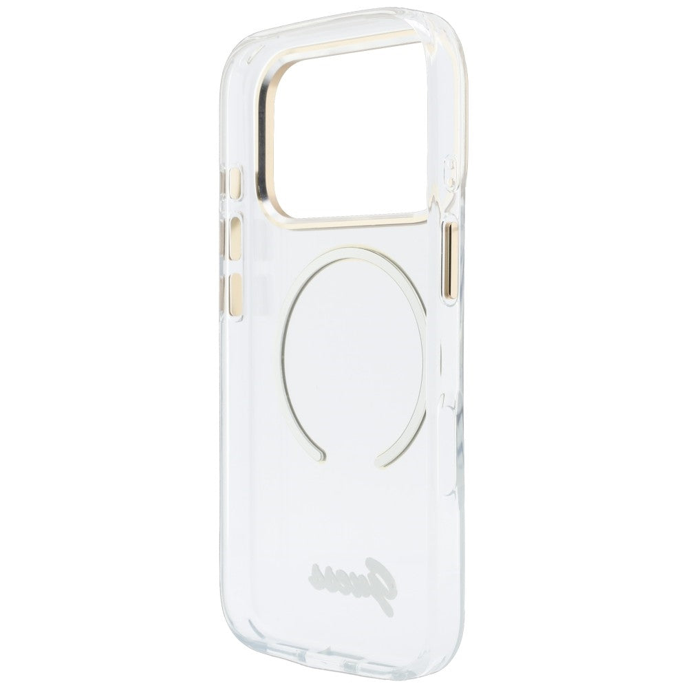 Pouzdro MagSafe pro Apple iPhone 18 Pro Max / 17 Pro Max, Guess, IML Script Metal, průhledné