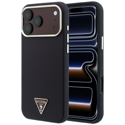 MagSafe pouzdro pro Apple iPhone 18 Pro Max / 17 Pro Max, Guess, Kevlar Triangle Logo, Tmavě červená