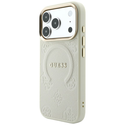 MagSafe pouzdro pro Apple iPhone 18 Pro Max / 17 Pro Max, Guess, Saffiano Peony Hot Stamp, Béžová