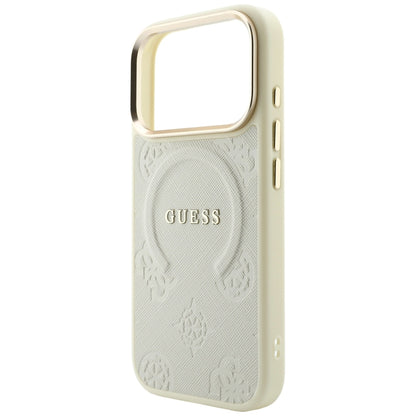 MagSafe pouzdro pro Apple iPhone 18 Pro Max / 17 Pro Max, Guess, Saffiano Peony Hot Stamp, Béžová