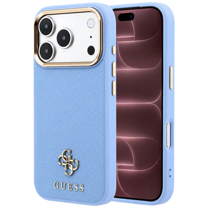 MagSafe pouzdro pro Apple iPhone 18 Pro Max / 17 Pro Max, Guess, Saffiano Small 4G Classic, Bleu
