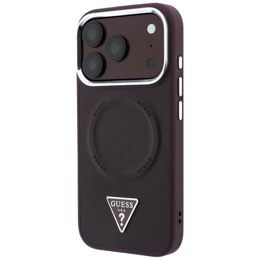 Pouzdro MagSafe pro Apple iPhone 18 Pro Max / 17 Pro Max, Guess, Triangle Logo, vínové