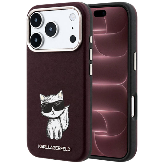 MagSafe pouzdro pro Apple iPhone 18 Pro Max / 17 Pro Max, Karl Lagerfeld, Choupette Sketch, Tmavě červená