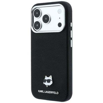 Pouzdro MagSafe pro Apple iPhone 18 Pro Max / 17 Pro Max, Karl Lagerfeld, Grained Choupette Head Metal, černé