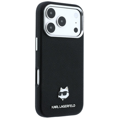 Pouzdro MagSafe pro Apple iPhone 18 Pro Max / 17 Pro Max, Karl Lagerfeld, Grained Choupette Head Metal, černé