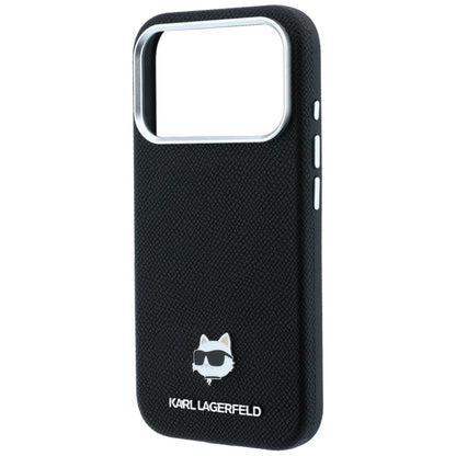 Pouzdro MagSafe pro Apple iPhone 18 Pro Max / 17 Pro Max, Karl Lagerfeld, Grained Choupette Head Metal, černé