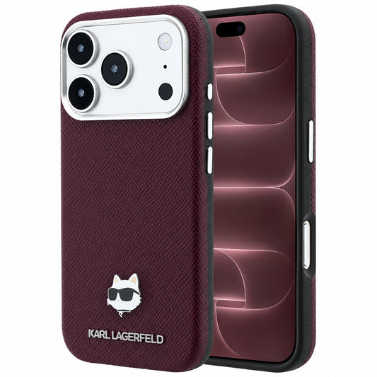 MagSafe pouzdro pro Apple iPhone 18 Pro Max / 17 Pro Max, Karl Lagerfeld, Grained Choupette Head, Bordó