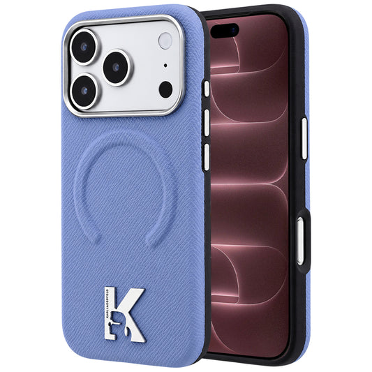 MagSafe pouzdro pro Apple iPhone 18 Pro Max / 17 Pro Max, Karl Lagerfeld, Grained Embossed Ring, Bleu