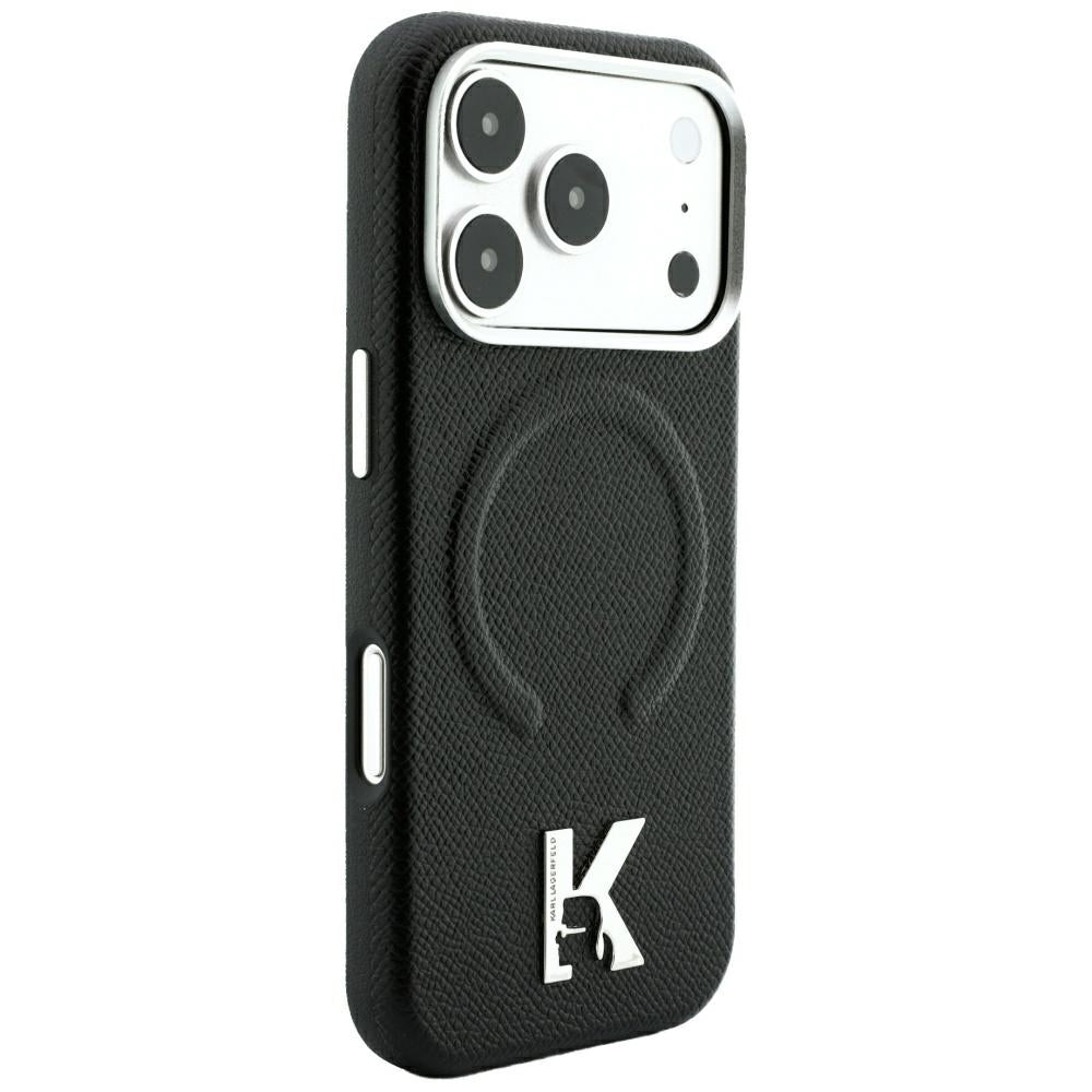 Pouzdro MagSafe pro Apple iPhone 18 Pro Max / 17 Pro Max, Karl Lagerfeld, Grained Embossed Ring, černé