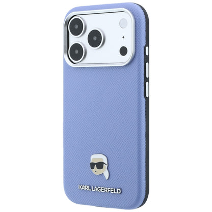MagSafe pouzdro pro Apple iPhone 18 Pro Max / 17 Pro Max, Karl Lagerfeld, Grained Karl Head's Metal, Bleu