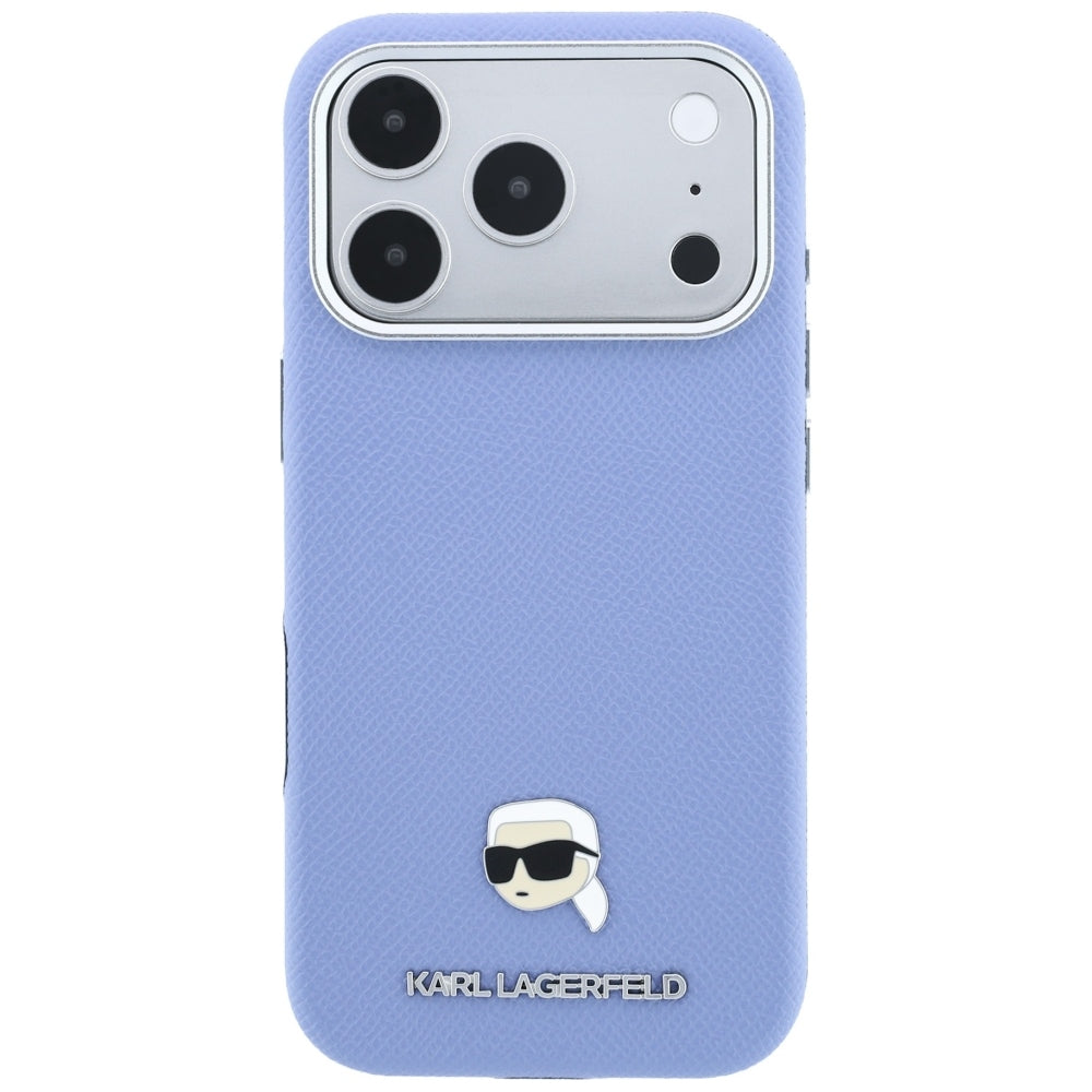 MagSafe pouzdro pro Apple iPhone 18 Pro Max / 17 Pro Max, Karl Lagerfeld, Grained Karl Head's Metal, Bleu