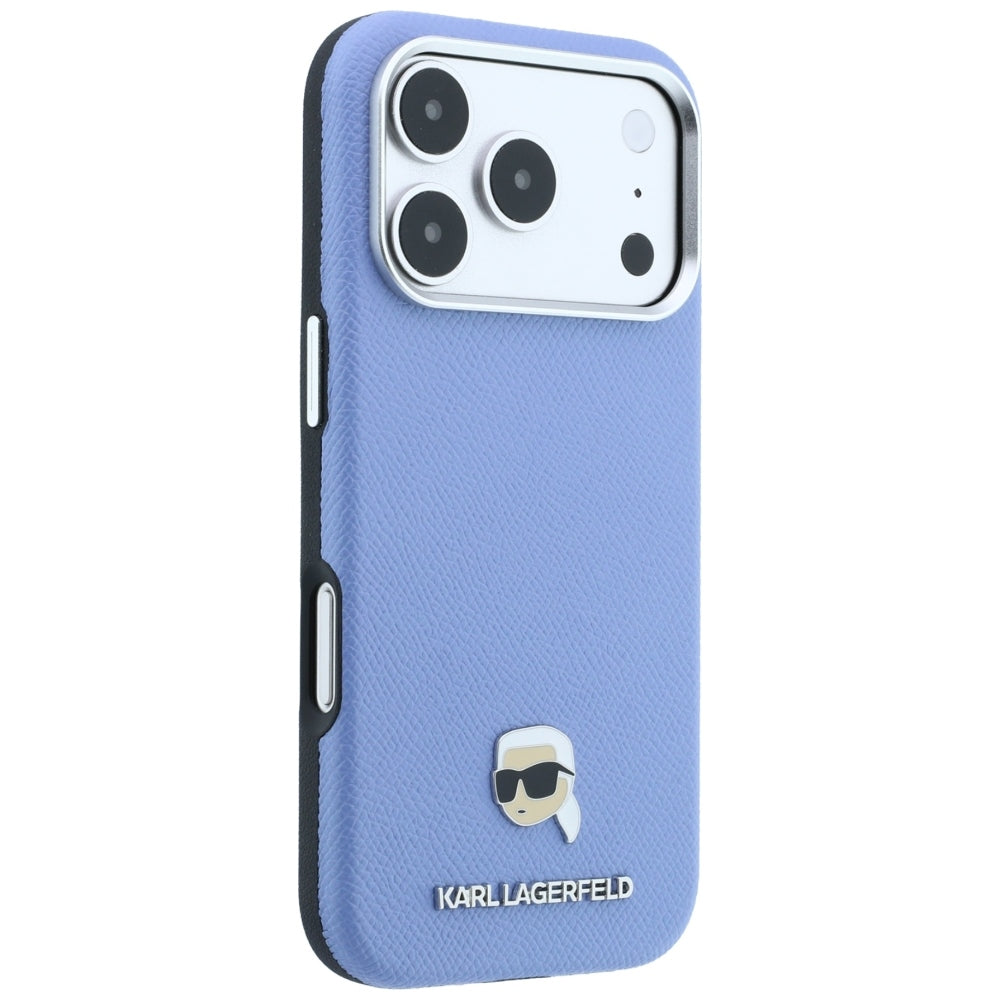 MagSafe pouzdro pro Apple iPhone 18 Pro Max / 17 Pro Max, Karl Lagerfeld, Grained Karl Head's Metal, Bleu