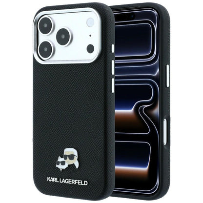 MagSafe pouzdro pro Apple iPhone 18 Pro Max / 17 Pro Max, Karl Lagerfeld, Grained KC Heads, černé