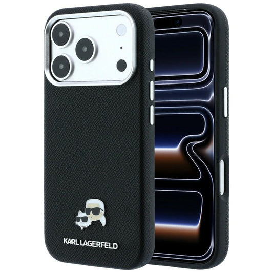 MagSafe pouzdro pro Apple iPhone 18 Pro Max / 17 Pro Max, Karl Lagerfeld, Grained KC Heads, černé