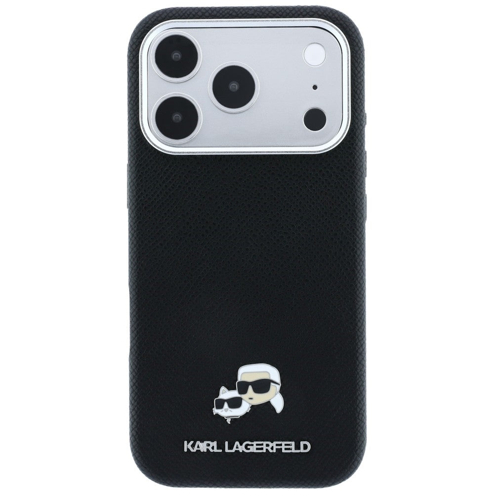 MagSafe pouzdro pro Apple iPhone 18 Pro Max / 17 Pro Max, Karl Lagerfeld, Grained KC Heads, černé