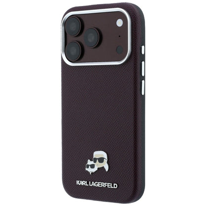 MagSafe pouzdro pro Apple iPhone 18 Pro Max / 17 Pro Max, Karl Lagerfeld, Grained KC Heads, Tmavě červená