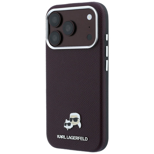 MagSafe pouzdro pro Apple iPhone 18 Pro Max / 17 Pro Max, Karl Lagerfeld, Grained KC Heads, Tmavě červená