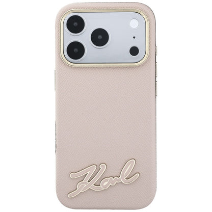 MagSafe Case for Apple iPhone 18 Pro Max / 17 Pro Max, Karl Lagerfeld, Grained Resin Sign Logo, Pink
