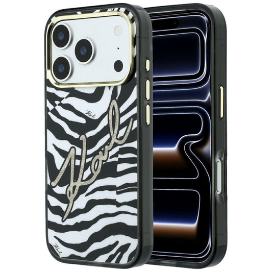MagSafe pouzdro pro Apple iPhone 18 Pro Max / 17 Pro Max, Karl Lagerfeld, HC IML Signature Zebra Glitter Gold, Černá