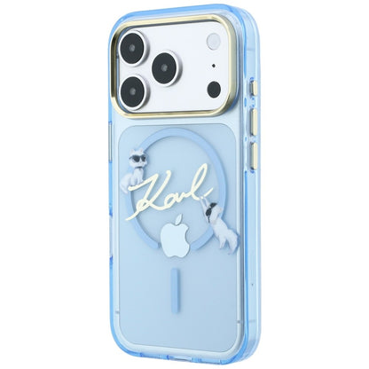 MagSafe Case for Apple iPhone 18 Pro Max / 17 Pro Max, Karl Lagerfeld, IML Choupette Karl Script Logo, Blue