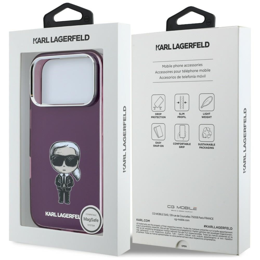MagSafe pouzdro pro Apple iPhone 18 Pro Max / 17 Pro Max, Karl Lagerfeld, IML Ikonik Sketch Print, Tmavě červená