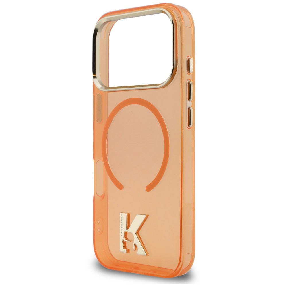Pouzdro MagSafe pro Apple iPhone 18 Pro Max / 17 Pro Max, Karl Lagerfeld, IML Karl Head Logo, oranžové