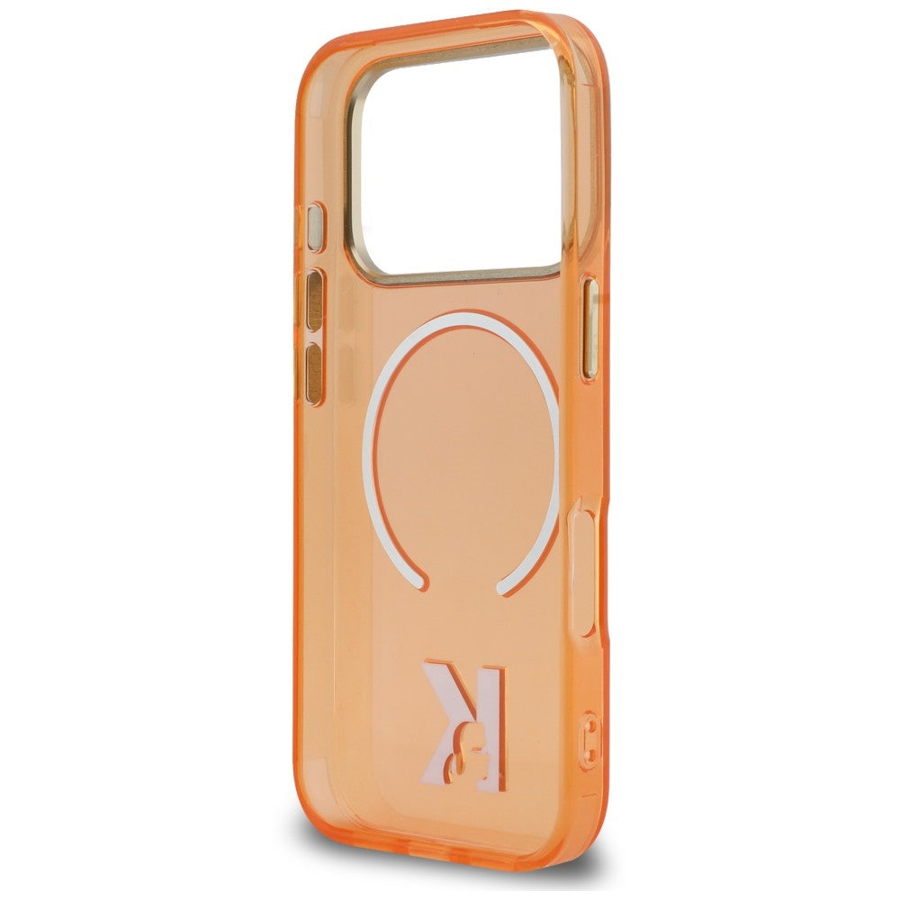Pouzdro MagSafe pro Apple iPhone 18 Pro Max / 17 Pro Max, Karl Lagerfeld, IML Karl Head Logo, oranžové