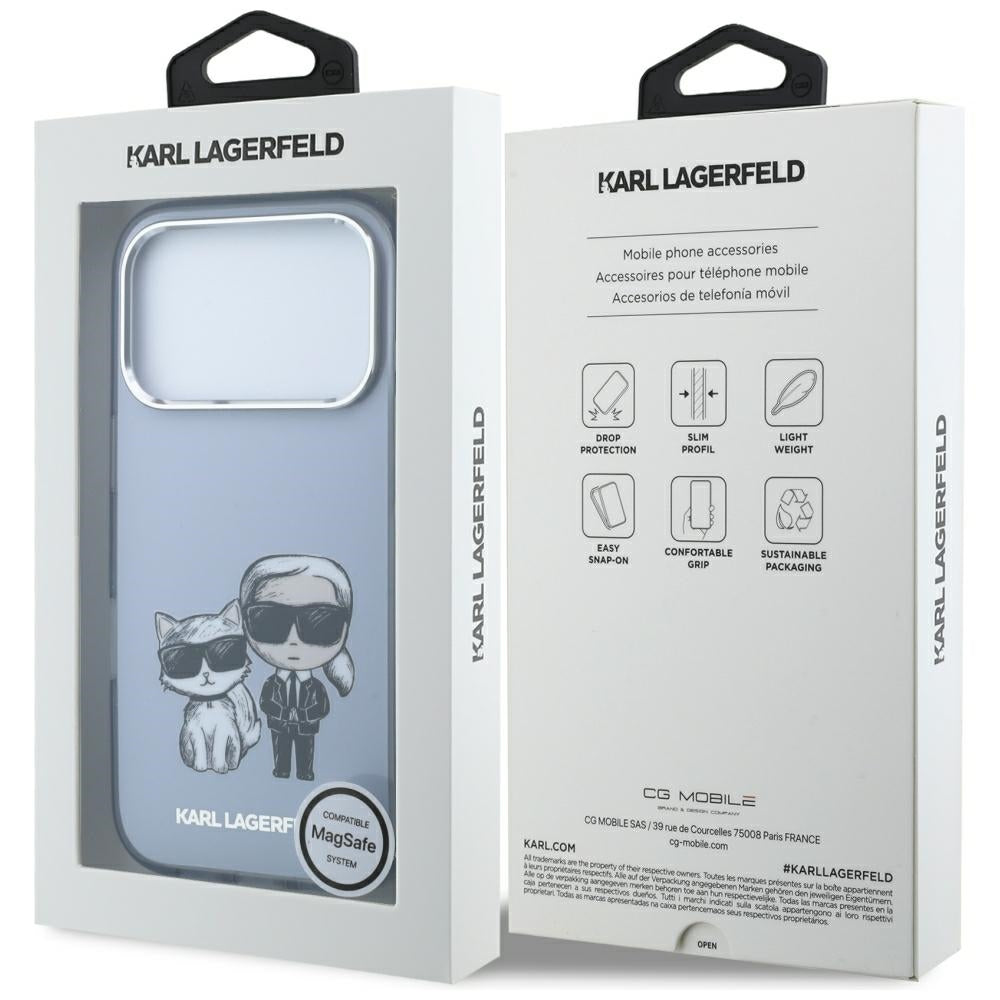MagSafe pouzdro pro Apple iPhone 18 Pro Max / 17 Pro Max, Karl Lagerfeld, IML KC Bodies Sketch Print, Modrá