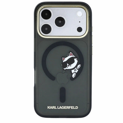 MagSafe Case for Apple iPhone 18 Pro Max / 17 Pro Max, Karl Lagerfeld, IML Peekaboo Print and Metal Frame, Black