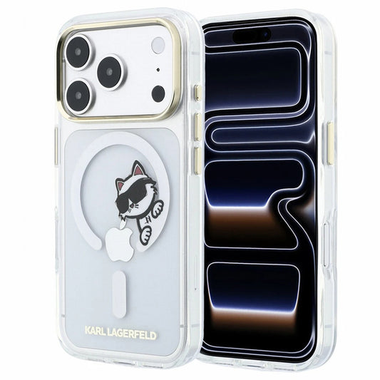 MagSafe pouzdro pro Apple iPhone 18 Pro Max / 17 Pro Max, Karl Lagerfeld, IML Peekaboo Print a kovový rám, průhledné