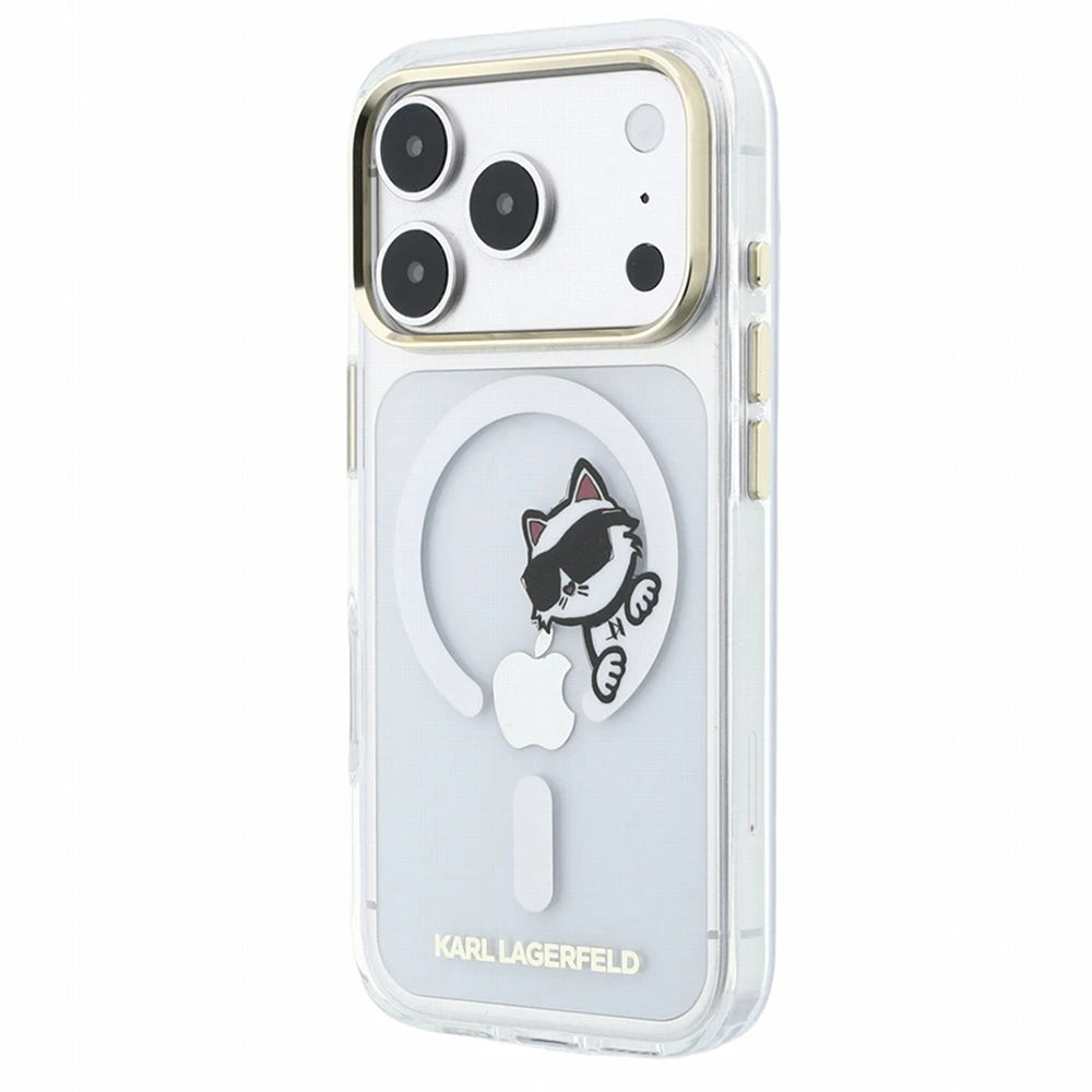 MagSafe pouzdro pro Apple iPhone 18 Pro Max / 17 Pro Max, Karl Lagerfeld, IML Peekaboo Print a kovový rám, průhledné