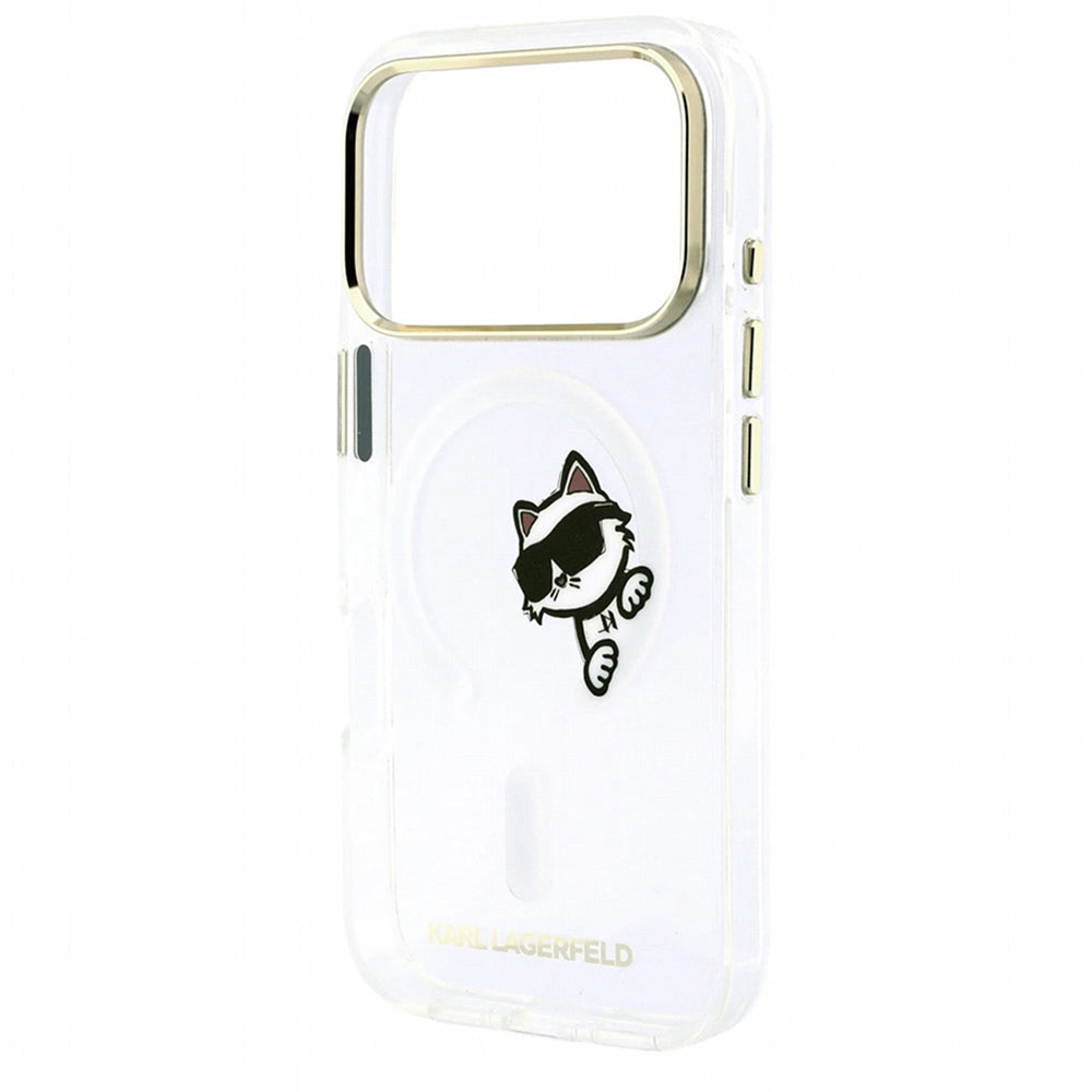 MagSafe pouzdro pro Apple iPhone 18 Pro Max / 17 Pro Max, Karl Lagerfeld, IML Peekaboo Print a kovový rám, průhledné