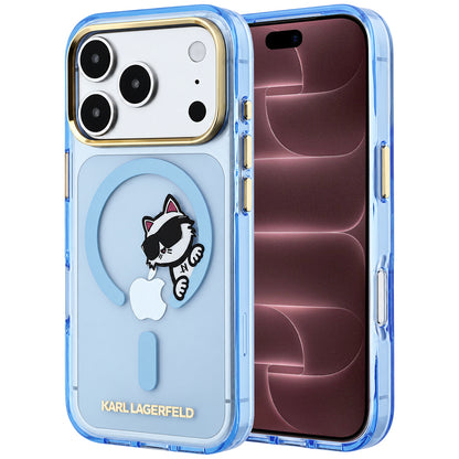 Pouzdro MagSafe pro Apple iPhone 18 Pro Max / 17 Pro Max, Karl Lagerfeld, IML Peekaboo Print and Metal Frame, modré
