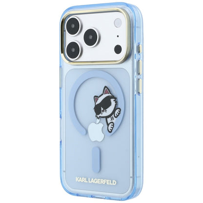 Pouzdro MagSafe pro Apple iPhone 18 Pro Max / 17 Pro Max, Karl Lagerfeld, IML Peekaboo Print and Metal Frame, modré