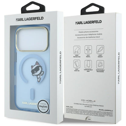 Pouzdro MagSafe pro Apple iPhone 18 Pro Max / 17 Pro Max, Karl Lagerfeld, IML Peekaboo Print and Metal Frame, modré