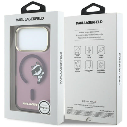 MagSafe Case for Apple iPhone 18 Pro Max / 17 Pro Max, Karl Lagerfeld, IML Peekaboo Print and Metal Frame, Burgundy