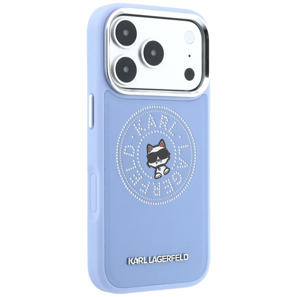 Pouzdro MagSafe pro Apple iPhone 18 Pro Max / 17 Pro Max, Karl Lagerfeld, Point and Choupette Sketch, modré