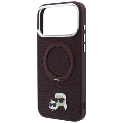 Pouzdro MagSafe pro Apple iPhone 18 Pro Max / 17 Pro Max, Karl Lagerfeld, Ring Stand 360 Karl & Choupette Pin, vínové