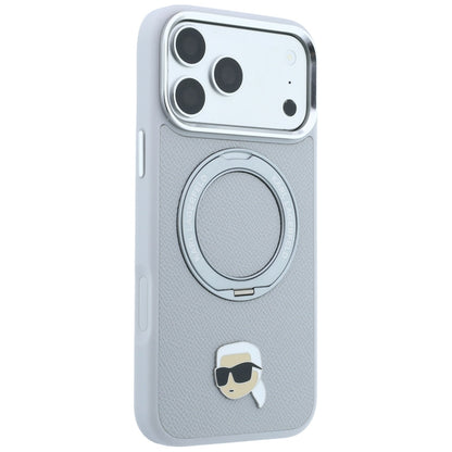 Pouzdro MagSafe pro Apple iPhone 18 Pro Max / 17 Pro Max, Karl Lagerfeld, Ring Stand 360 Karl Pin, šedé