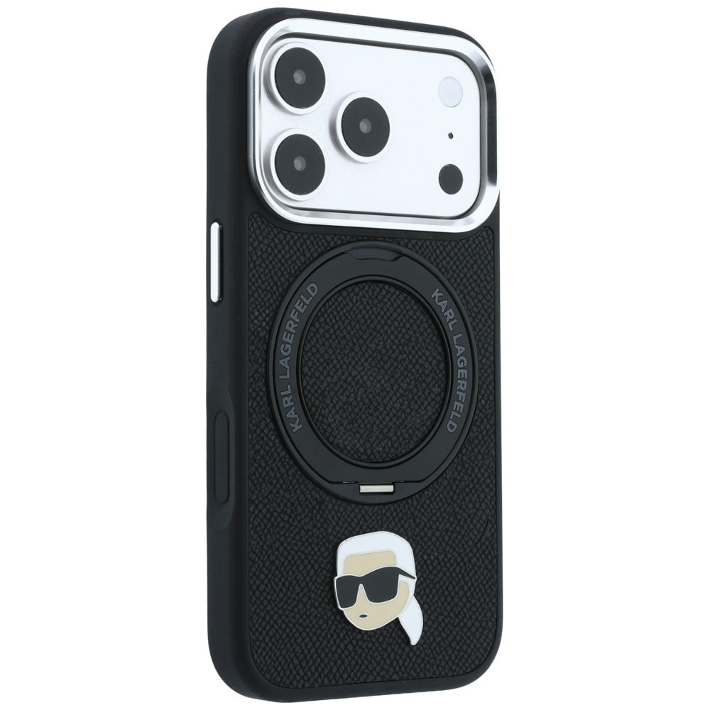 Pouzdro MagSafe pro Apple iPhone 18 Pro Max / 17 Pro Max, Karl Lagerfeld, Ring Stand 360 Karl Pin, černé