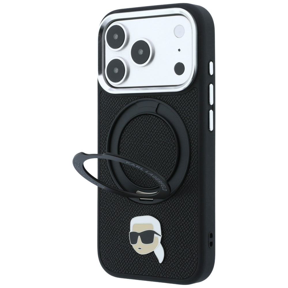 Pouzdro MagSafe pro Apple iPhone 18 Pro Max / 17 Pro Max, Karl Lagerfeld, Ring Stand 360 Karl Pin, černé